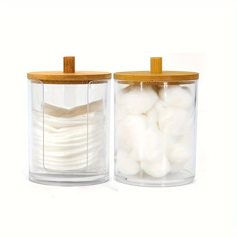 1/2/3pcs Clear Acrylic Makeup Organizer With Cotton Pad Swab Holder And Makeup Pads Jar - Efficient Cosmetic Storage Box For Makeup And Skincare Products