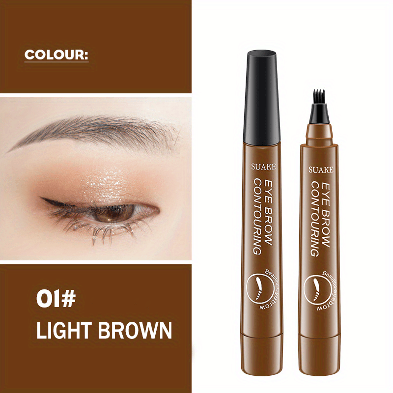 Waterproof Eyebrow Pen, Microblading Eyebrow Pencil With 4 Split Head, Natural Looking Brows Makeup ( 5 Colors )