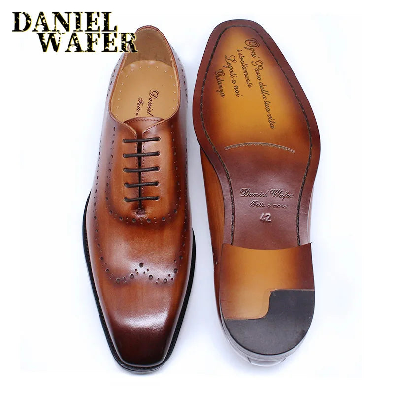 Men's Genuine Leather Oxford Brogue Shoes