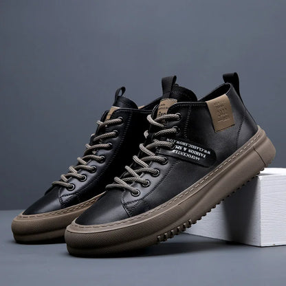 Men's Shoes 2025 New Soft-Soled Sports Mid-High Top Sports Shoes Business Casual Fashion Thick-Soled Shoes Versatile Lightweight Trbottomyy Shoes