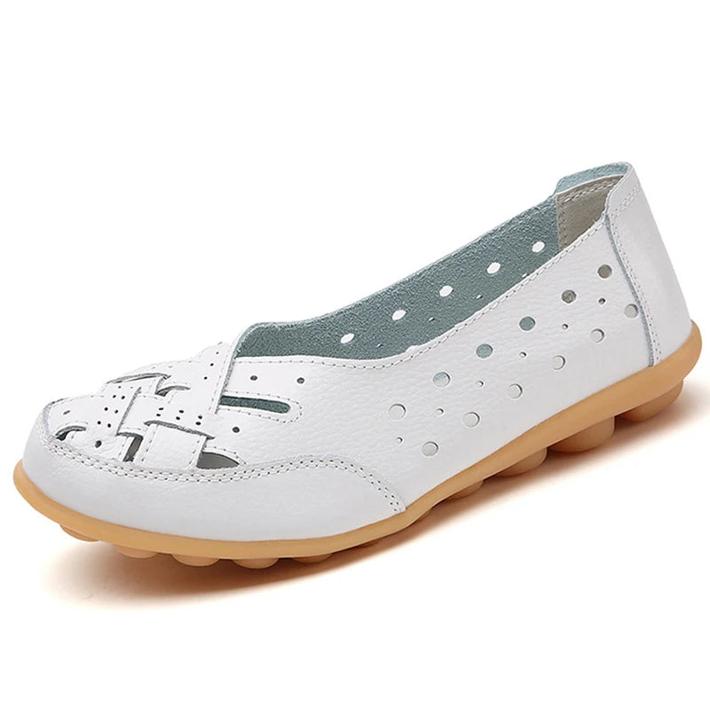 Shoes Women  2025 Soft Leather Shoes White Women's Loafer Slip On Flats Zapatos De Mujer Flat Shoes Women Casual Footwear Female