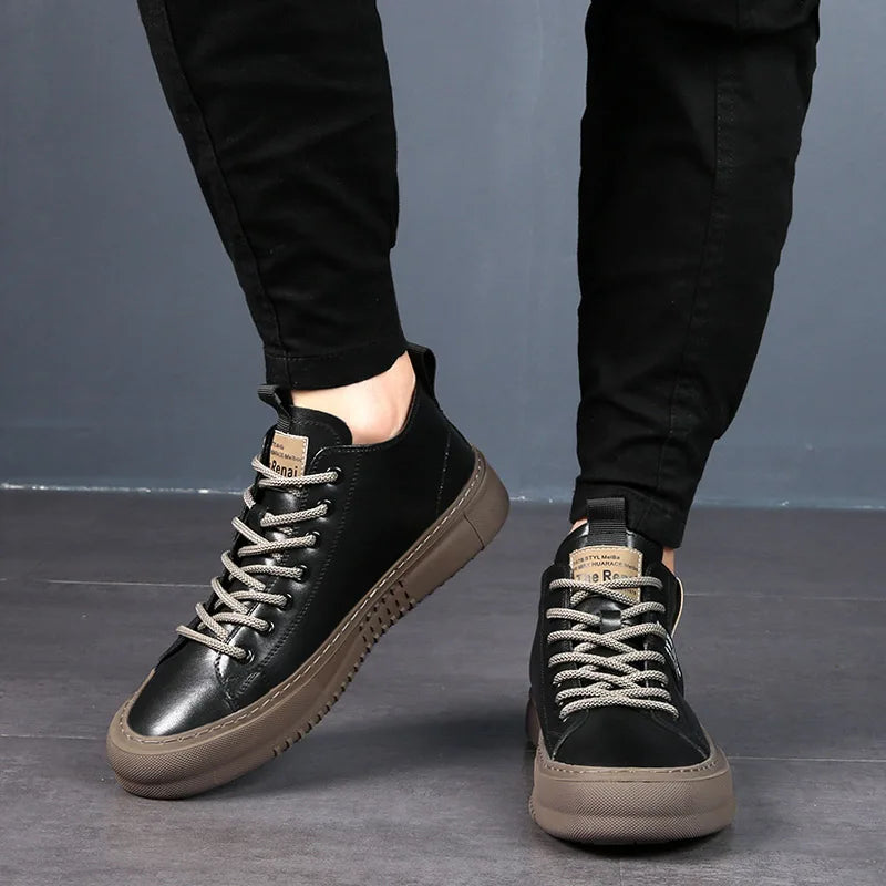 Men's Shoes 2025 New Soft-Soled Sports Mid-High Top Sports Shoes Business Casual Fashion Thick-Soled Shoes Versatile Lightweight Trbottomyy Shoes