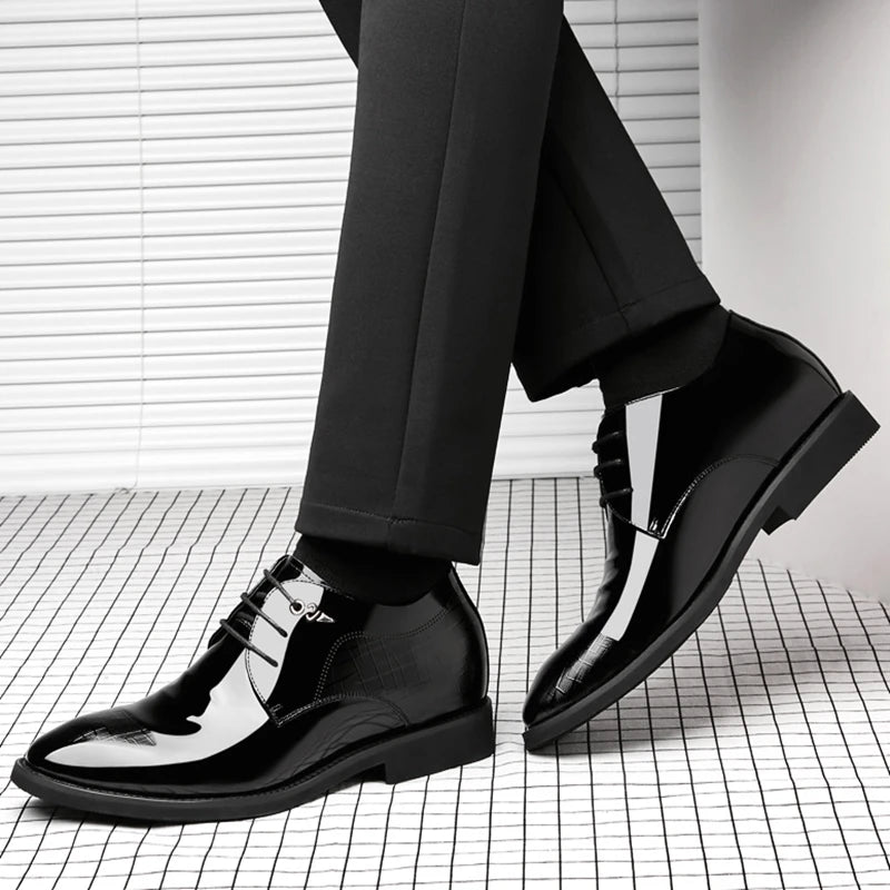 Men Heighten Formal Pointed Oxfords Suit Shoes