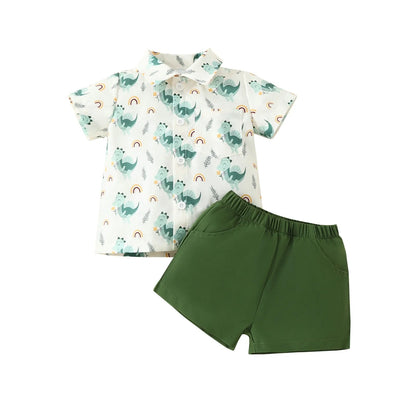 Summer Boys' Sets  Shirt Shorts Casual Two-Piece Simple Kids Clothing