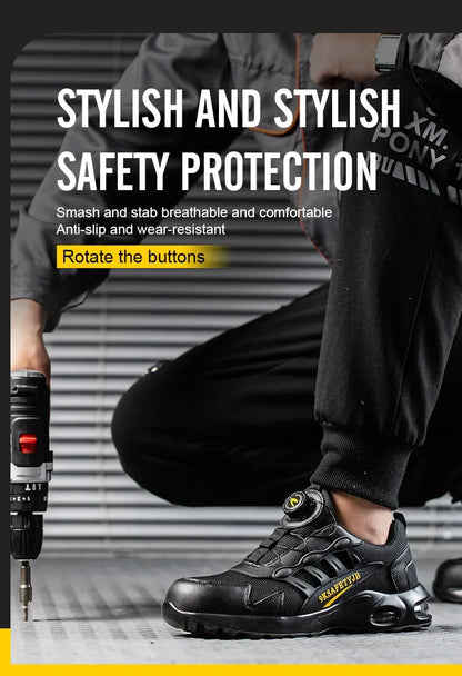 Safety Shoes Men steel toe boots Wire Rotary Buckle Work Sneakers Indestructible Shoes Anti-smash Anti-puncture Work Shoes