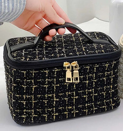 Fashion Cosmetic Bag Large Capacity Portable Handbag Woven Cosmetics Makeup Brush Storage Household Travel Wash Bag