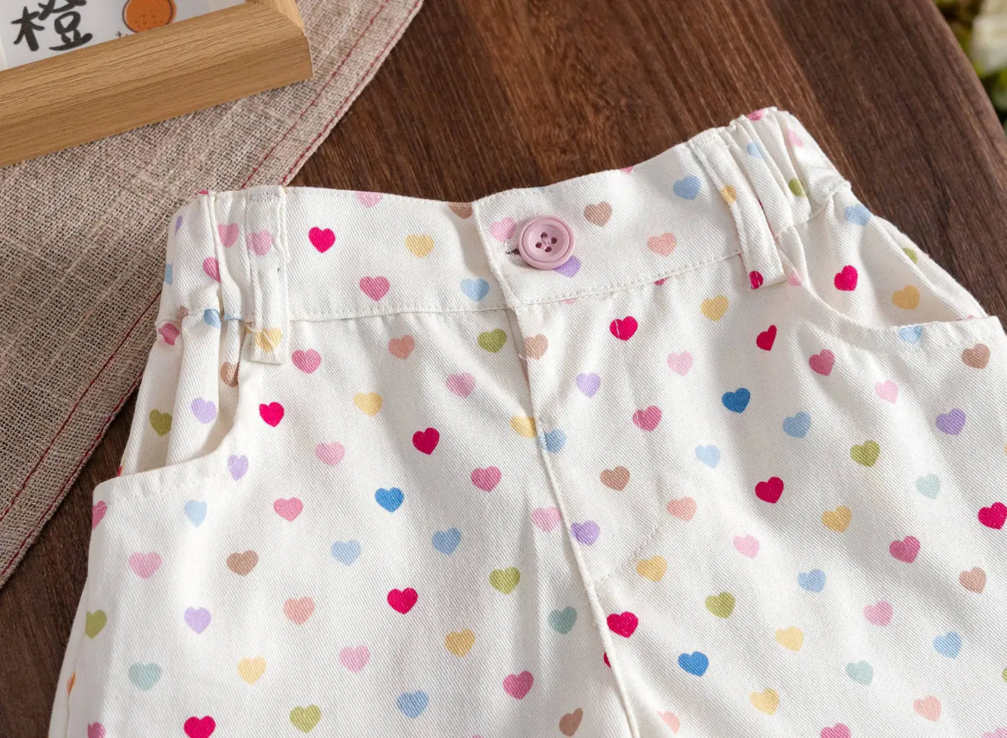 Humor Bear Girl Clothes Kids Clothing  Children's Casual Pants Heart Print Style Loose Girls' shorts Pants