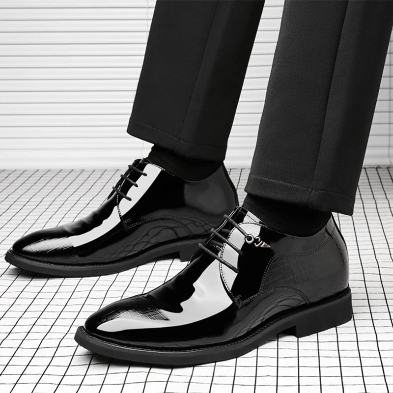 Men Heighten Formal Pointed Oxfords Suit Shoes