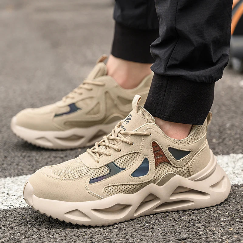 Outdoor Work Shoes Men Safety Shoes With Steel Toe Breathable Lightweight Work Sneakers Anti Smash Anti-puncture Safety Boots