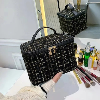Fashion Cosmetic Bag Large Capacity Portable Handbag Woven Cosmetics Makeup Brush Storage Household Travel Wash Bag