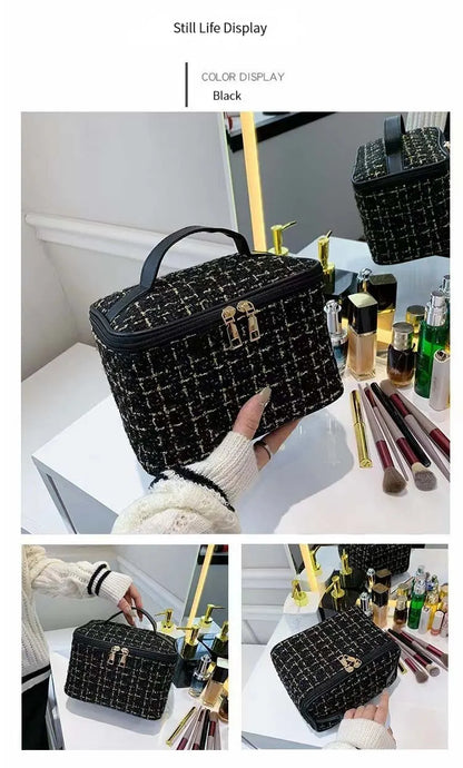 Fashion Cosmetic Bag Large Capacity Portable Handbag Woven Cosmetics Makeup Brush Storage Household Travel Wash Bag