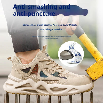 Outdoor Work Shoes Men Safety Shoes With Steel Toe Breathable Lightweight Work Sneakers Anti Smash Anti-puncture Safety Boots