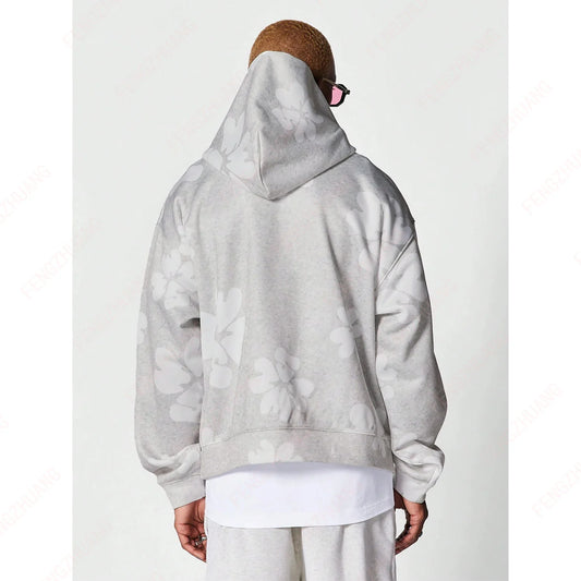 Hoodie Cool Retro Casual  Portrait Music Love Pattern Printed Drop Shoulder Loose Long-Sleeved Hooded Sweatshirt