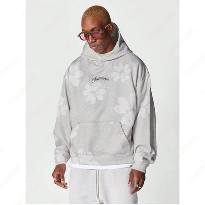 Hoodie Cool Retro Casual  Portrait Music Love Pattern Printed Drop Shoulder Loose Long-Sleeved Hooded Sweatshirt