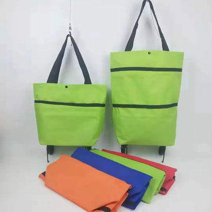 Portable Folding Shopping Bag, Tugboat Bag, Grocery Bag, Large Capacity with Wheels, Small Cart for Buying Groceries