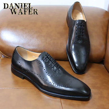 Men's Genuine Leather Oxford Brogue Shoes