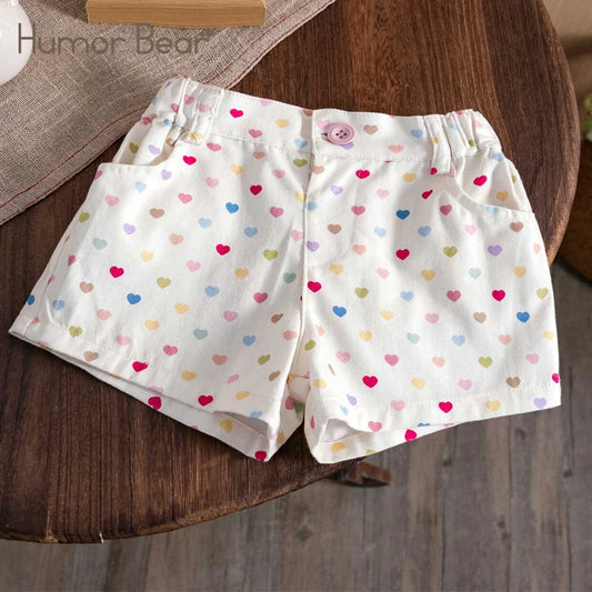 Humor Bear Girl Clothes Kids Clothing  Children's Casual Pants Heart Print Style Loose Girls' shorts Pants