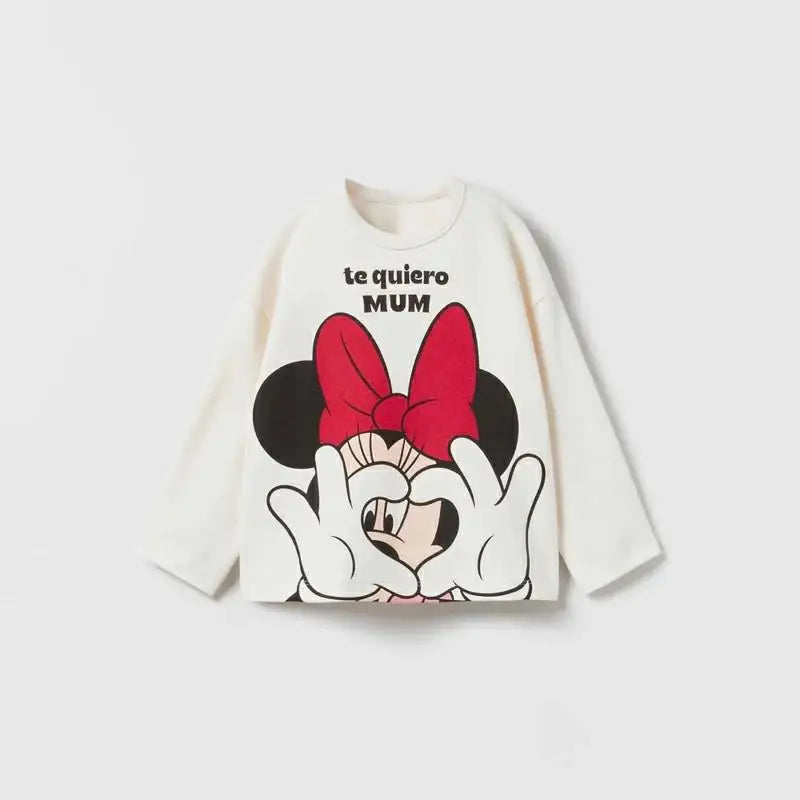 Mickey Printed Children Spring Bottoming Shirt Crewneck Long Sleeve T-shirt Fashion New Kids Clothing Boy Girl Base Shirt Blouse
