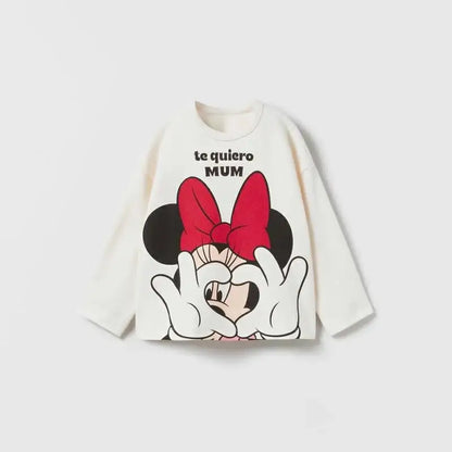 Mickey Printed Children Spring Bottoming Shirt Crewneck Long Sleeve T-shirt Fashion New Kids Clothing Boy Girl Base Shirt Blouse