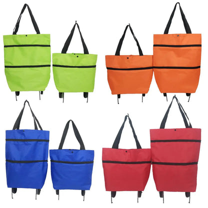 Portable Folding Shopping Bag, Tugboat Bag, Grocery Bag, Large Capacity with Wheels, Small Cart for Buying Groceries