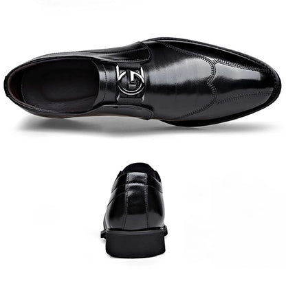 Men Slip on Pointed Toe Black PU Leather Casual Business Shoes