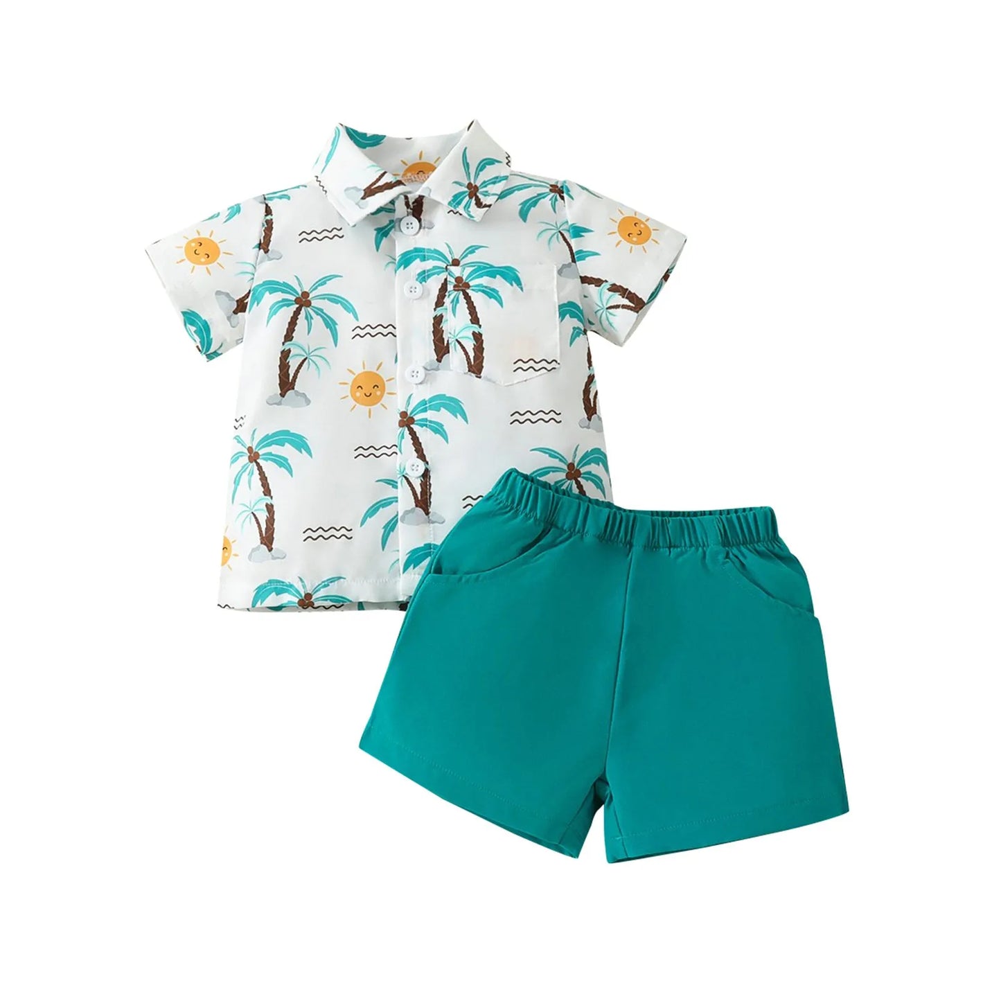 Summer Boys' Sets  Shirt Shorts Casual Two-Piece Simple Kids Clothing
