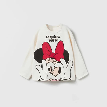 Mickey Printed Children Spring Bottoming Shirt Crewneck Long Sleeve T-shirt Fashion New Kids Clothing Boy Girl Base Shirt Blouse