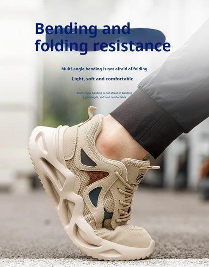 Outdoor Work Shoes Men Safety Shoes With Steel Toe Breathable Lightweight Work Sneakers Anti Smash Anti-puncture Safety Boots
