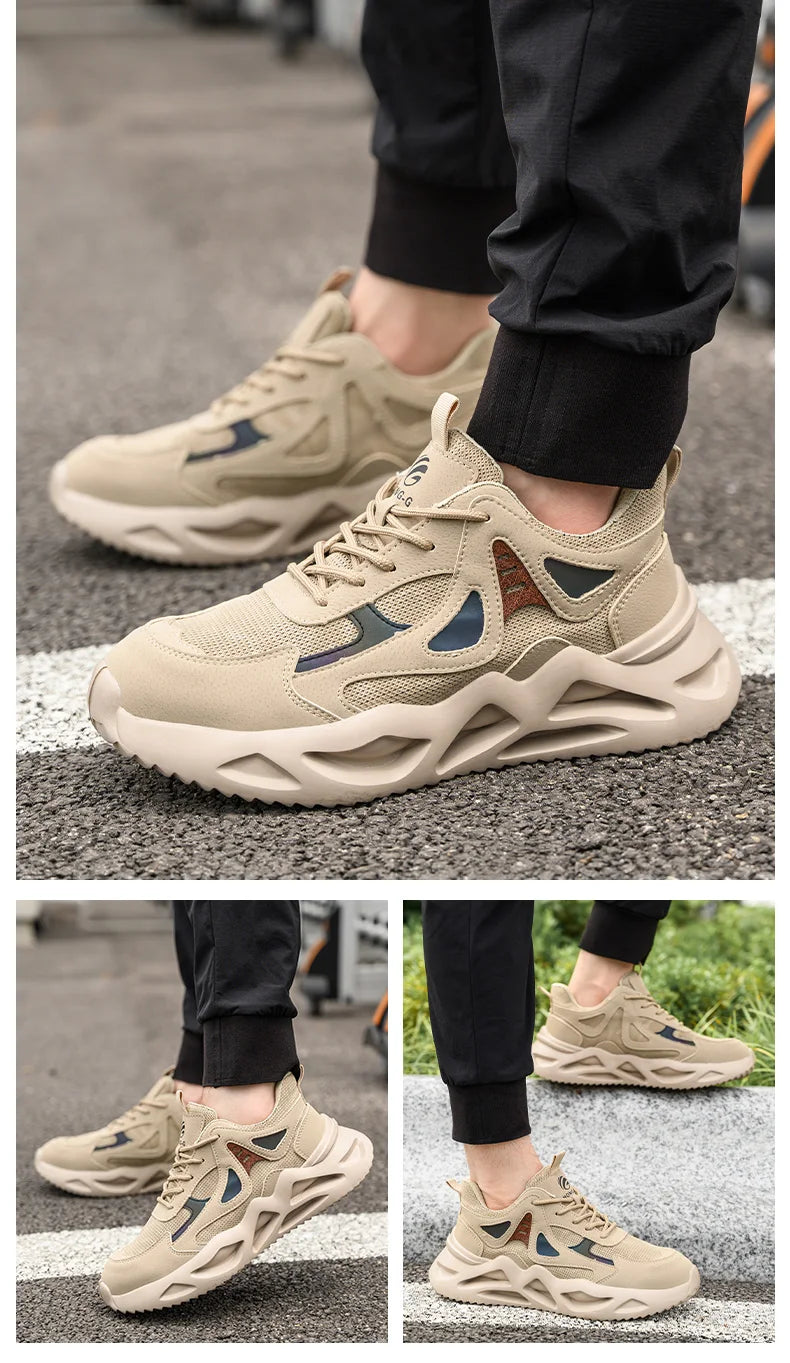 Outdoor Work Shoes Men Safety Shoes With Steel Toe Breathable Lightweight Work Sneakers Anti Smash Anti-puncture Safety Boots