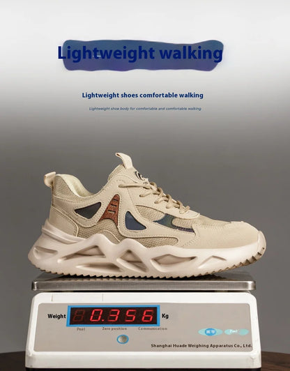 Outdoor Work Shoes Men Safety Shoes With Steel Toe Breathable Lightweight Work Sneakers Anti Smash Anti-puncture Safety Boots
