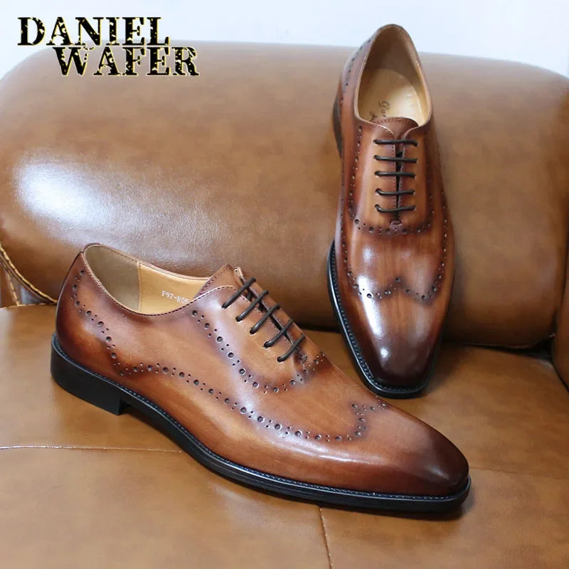 Men's Genuine Leather Oxford Brogue Shoes
