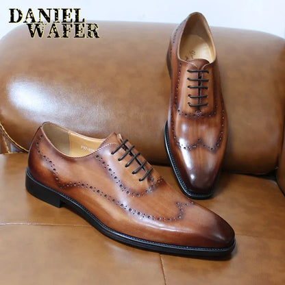 Men's Genuine Leather Oxford Brogue Shoes