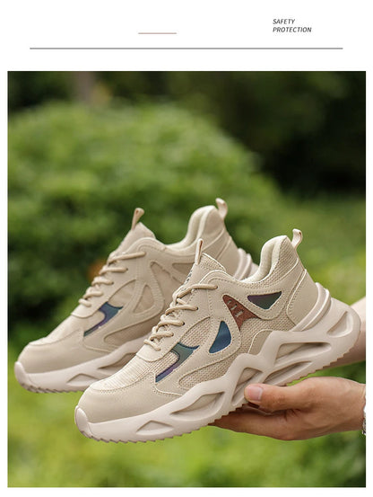 Outdoor Work Shoes Men Safety Shoes With Steel Toe Breathable Lightweight Work Sneakers Anti Smash Anti-puncture Safety Boots