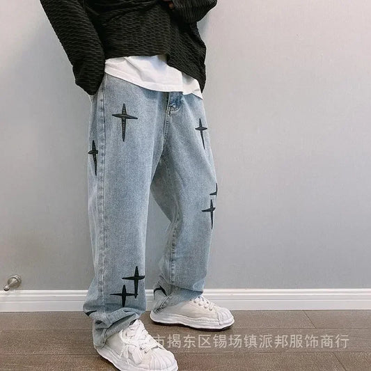 Jeans Men Wide Leg Cargo Pants Streetwear Baggy Men Korean Fashion Loose Straight Male Clothing Y2K Hip Hop Style Male Trousers
