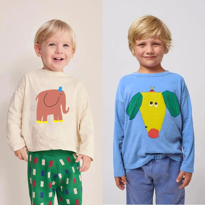 Boys Cartoon T-shirts 2025 New Cotton Baby Tees Spring Summer Printing Tops for Girls Toddler Pullover Blouse Kids Clothing