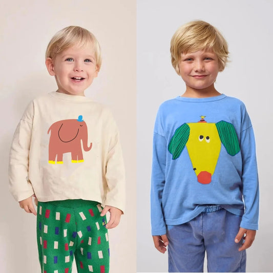 Boys Cartoon T-shirts 2025 New Cotton Baby Tees Spring Summer Printing Tops for Girls Toddler Pullover Blouse Kids Clothing
