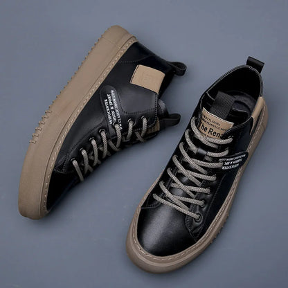 Men's Shoes 2025 New Soft-Soled Sports Mid-High Top Sports Shoes Business Casual Fashion Thick-Soled Shoes Versatile Lightweight Trbottomyy Shoes