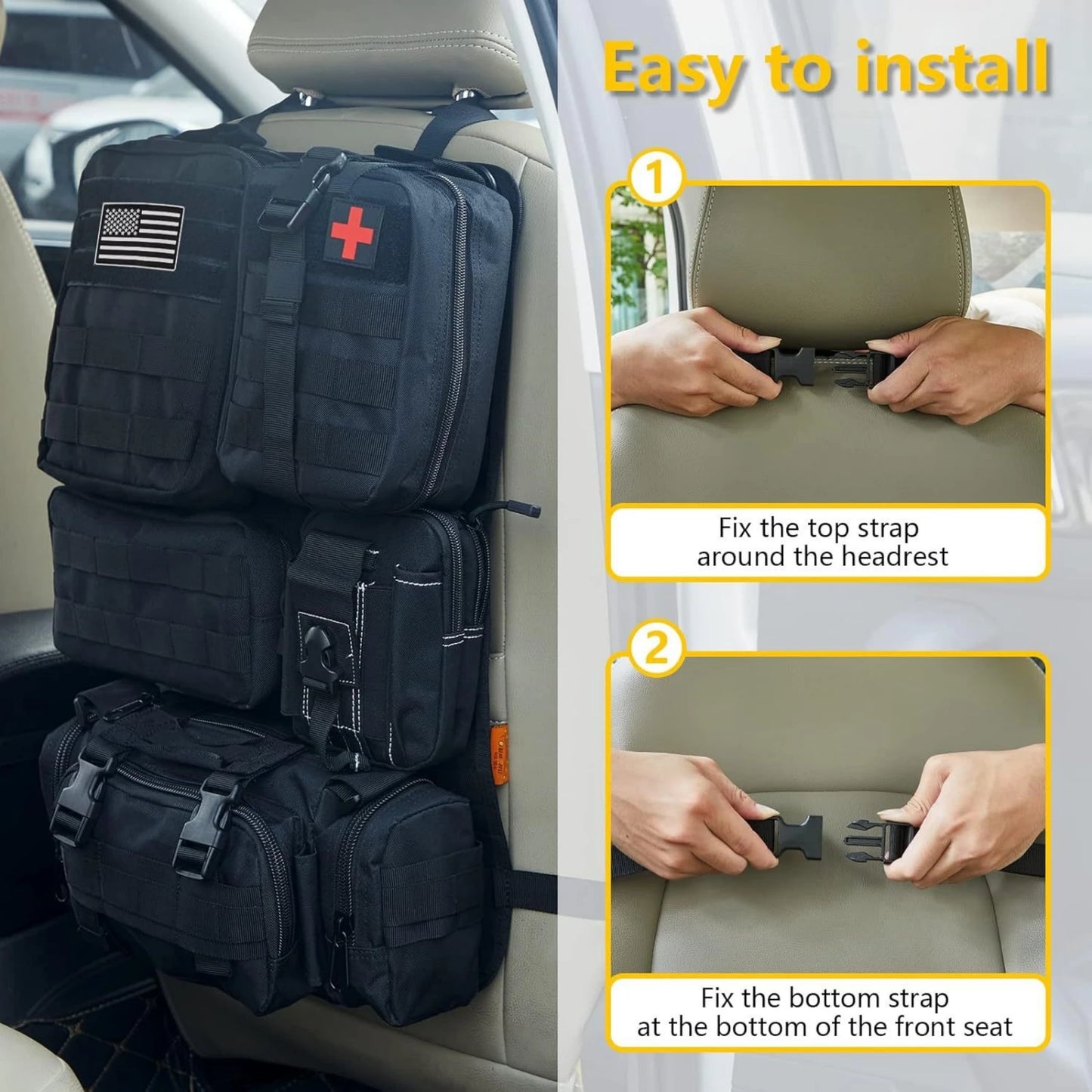 Car Backseat Hanging Bag, Tactical Accessory Organizer, Self-Driving Hunting Outdoor Storage Bag Classified Storage Bag