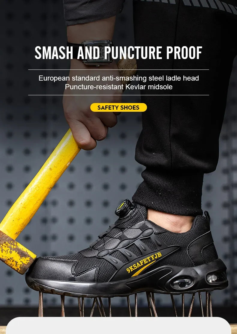 Safety Shoes Men steel toe boots Wire Rotary Buckle Work Sneakers Indestructible Shoes Anti-smash Anti-puncture Work Shoes