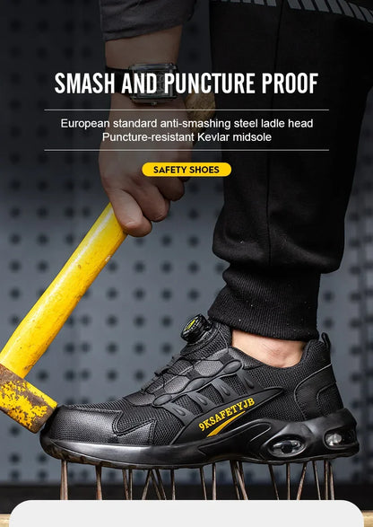 Safety Shoes Men steel toe boots Wire Rotary Buckle Work Sneakers Indestructible Shoes Anti-smash Anti-puncture Work Shoes