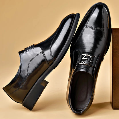 Men Slip on Pointed Toe Black PU Leather Casual Business Shoes