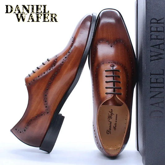 Men's Genuine Leather Oxford Brogue Shoes