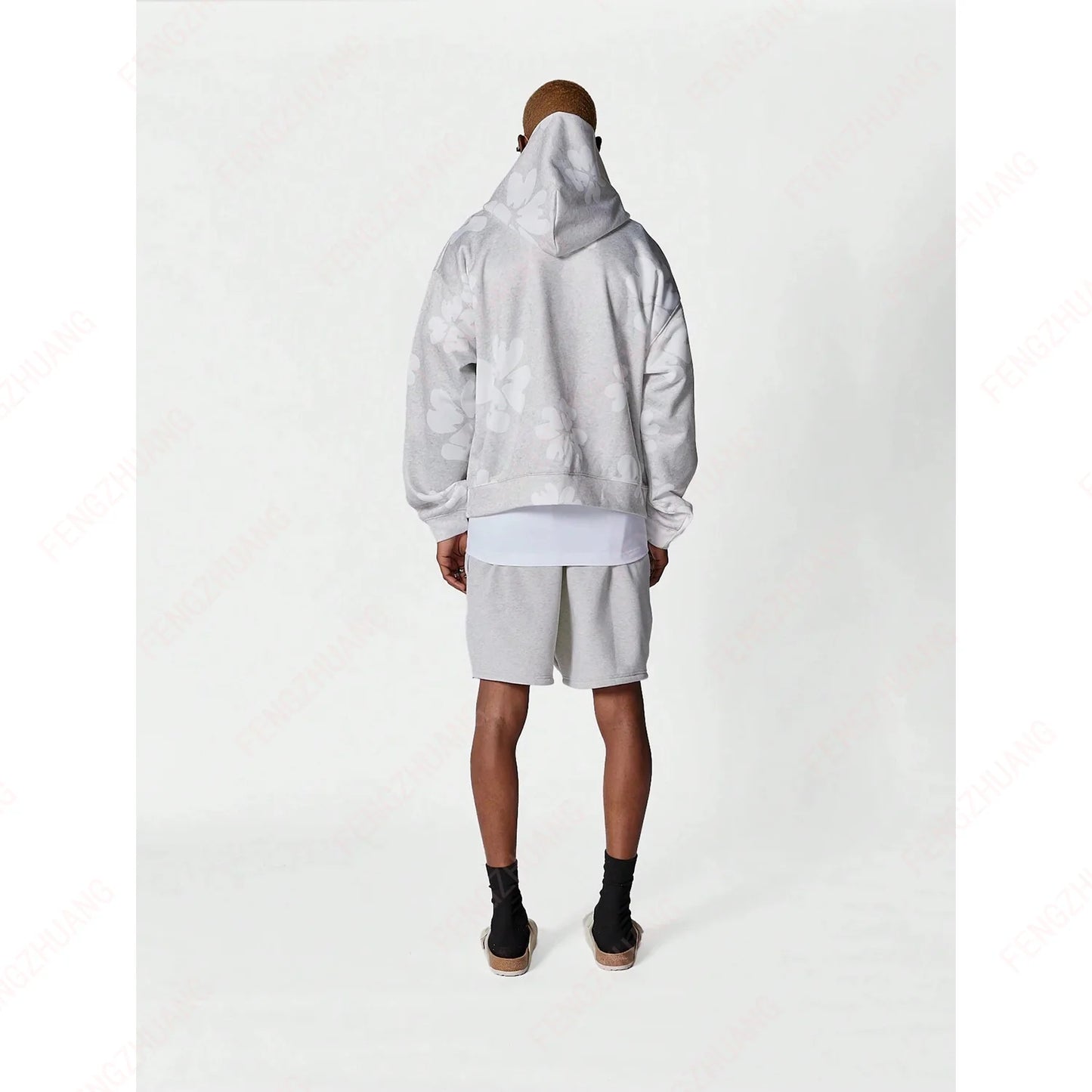 Hoodie Cool Retro Casual  Portrait Music Love Pattern Printed Drop Shoulder Loose Long-Sleeved Hooded Sweatshirt