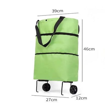 Portable Folding Shopping Bag, Tugboat Bag, Grocery Bag, Large Capacity with Wheels, Small Cart for Buying Groceries