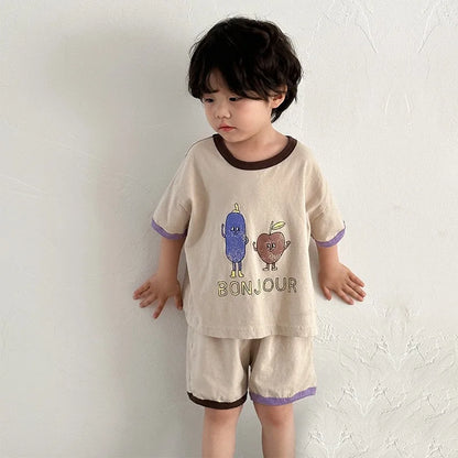 2024 Summer Kids Clothing Set Short Sleeve T Shirt and Shorts 2 Pcs Boys Suit Casual Girls Clothes Set