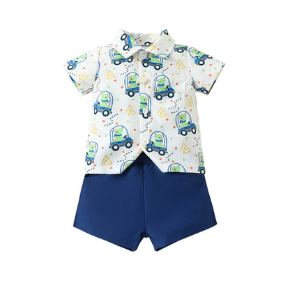 Summer Boys' Sets  Shirt Shorts Casual Two-Piece Simple Kids Clothing