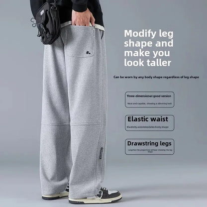 Casual Pants for Men Trousers Male American Fashion Sports Sweatpants for Boys' Spring New Style Pants Loose Straight Wide-Leg