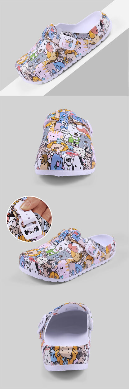 Stylish Flat Sandals Soft Insoles Adjustable Strap Easy-On Comfortable Clog Shoes For Women