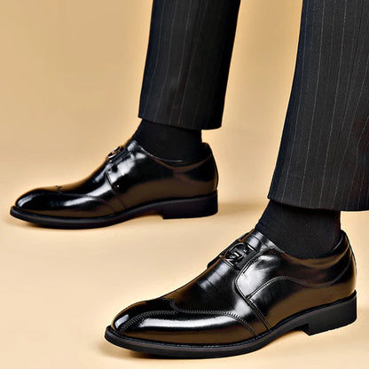 Men Slip on Pointed Toe Black PU Leather Casual Business Shoes