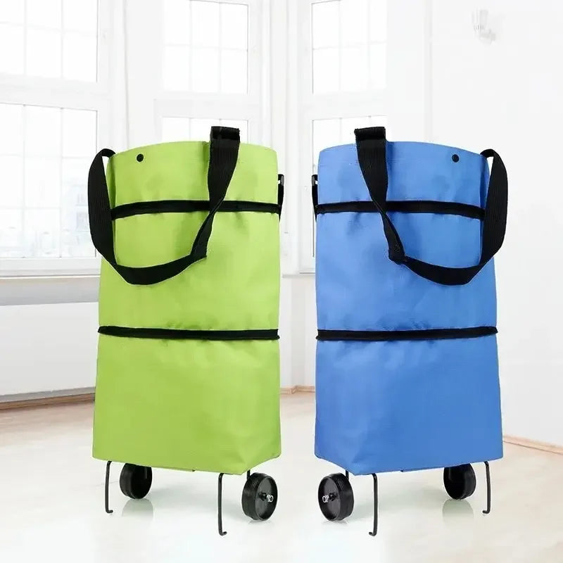 Portable Folding Shopping Bag, Tugboat Bag, Grocery Bag, Large Capacity with Wheels, Small Cart for Buying Groceries